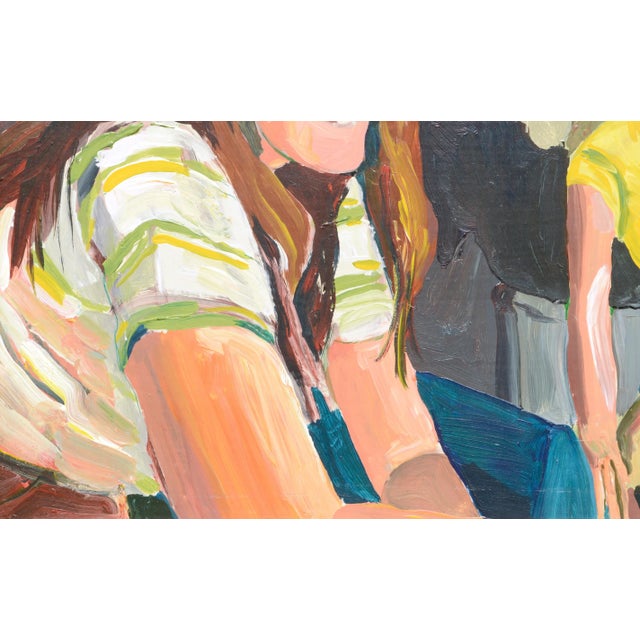 1980s Patricia Gren Hayes "Cyclists in Love" Impressionist Oil on Wood 1980 For Sale - Image 5 of 9