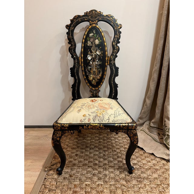 Shell 19th-Century Japanned / Chinoiserie Side Chair For Sale - Image 7 of 11