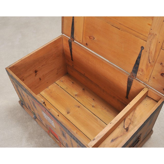 Wood 19th C. Country English Georgian House Facade Painted Trunk For Sale - Image 7 of 18