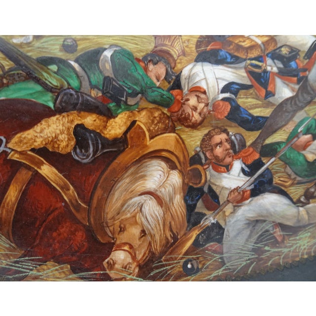 Large Hand-Painted Wall Charger Plate Depicting Waterloo Battle with Napoleon by Jean Antoine Mertel, 1866 For Sale - Image 10 of 18