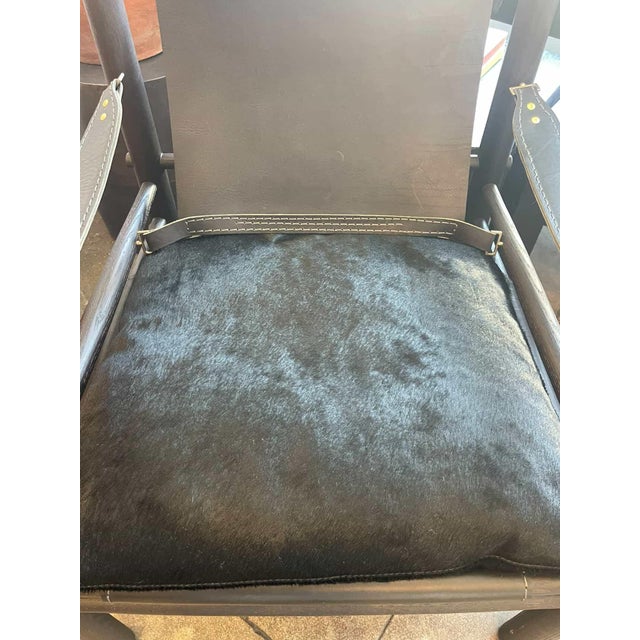 Leather Chair With Shearling Seat For Sale - Image 9 of 10