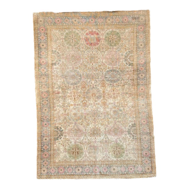 Mid 19th Century Turkish Silk Rug With Floral Medallions For Sale