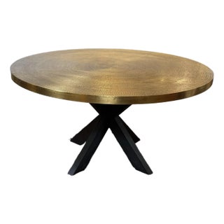 Arteriors Home Halton Hammered Brass Dining Table For Sale