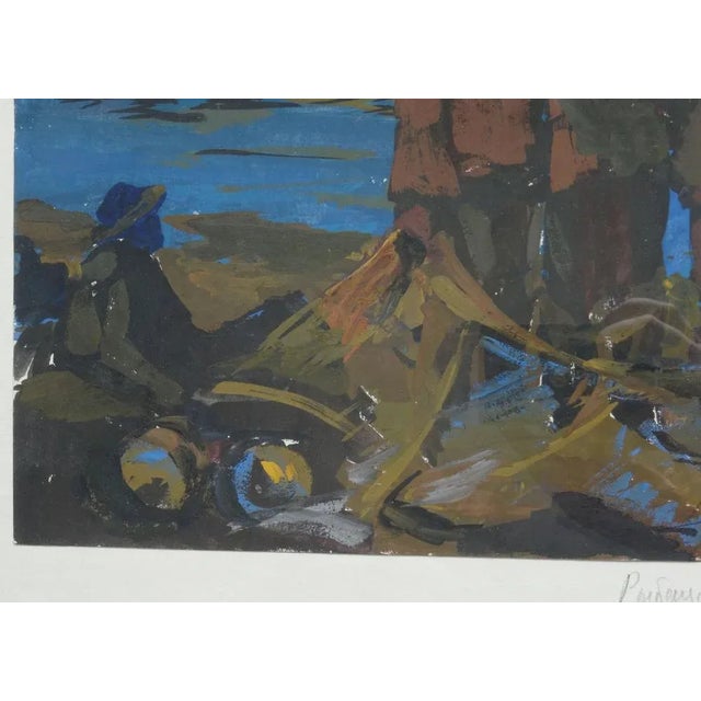 Modern Naum Grodno, Fishermen's Happiness, Tempera on Cardboard, 1980s For Sale - Image 3 of 6