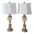 Pair of Tall Chrome Crackle Glass Table Lamps – Vintage Hollywood Regency Glam 3-Way Lighting For Sale