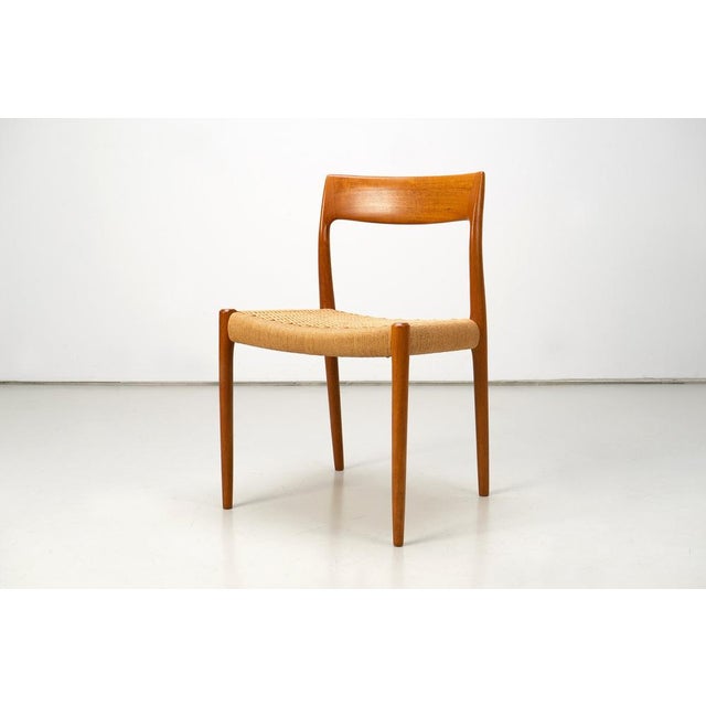 Model 77 Dining Chairs in Teak with Papercord Seats by Niels O. Møller for J.L. Møllers, Denmark, 1959, Set of 4 For Sale - Image 9 of 14