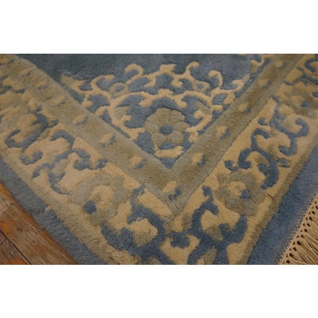 Excellent Blue Cornflower and Ivory Color With Florid Design Vintage Chinese Rug For Sale In New York - Image 6 of 8