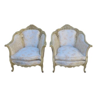 French Heavy Carved Side Lounge Den Fireplace Chairs a Pair 6239 For Sale