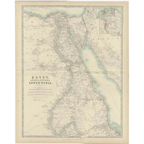 Antique Map of Egypt by Johnston, 1909 For Sale - Image 4 of 6