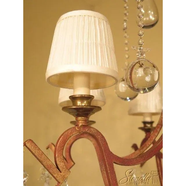 Decorative Iron Chandelier with Hanging Crystal Prisms For Sale - Image 4 of 12
