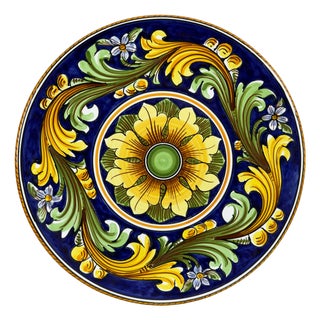 Painted Ceramic Majolica Wall Plate from Giro Dolce Caltagirone, 1960s For Sale