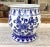 Nantucket Home Cobalt Blue and White Porcelain Planter. Footed base and classic botanical pattern. Delft blue and white.