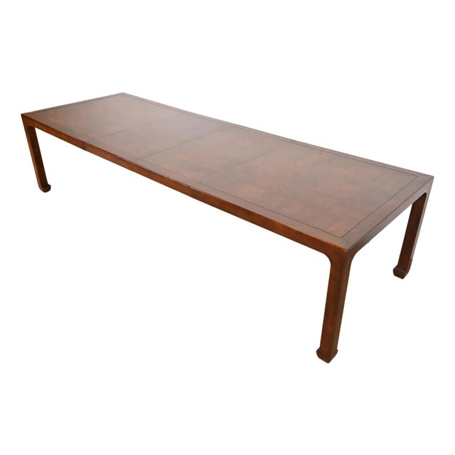 Henredon Mid-Century Hollywood Regency Chinoiserie Sculpted Walnut Extension Dining Table, Circa 1970s For Sale