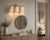 Handcrafted Brass 3-Light Vanity Sconce With Natural Alabaster Shades, Luxury Bathroom Lighting For Sale - Image 4 of 9