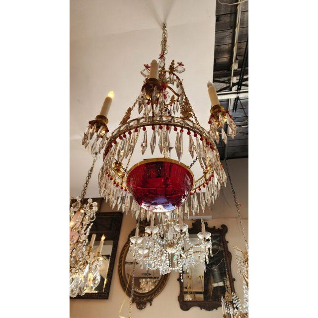 Early 19th Century Empire Style Gilt-Brass and Glass Chandelier For Sale - Image 4 of 9