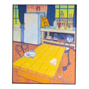 1996 “Studio” Oil on Board Painting by Tom Porter