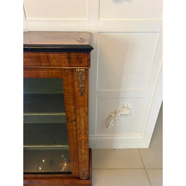 Antique Victorian English Walnut Inlaid Pier Cabinet Display, 1860s For Sale - Image 4 of 11
