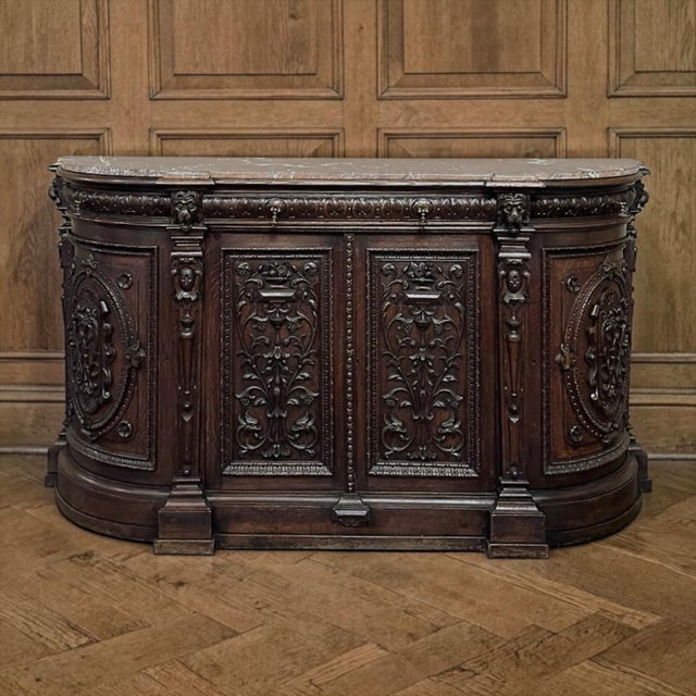 Renaissance 19th Century French Renaissance Marble Top Buffet For Sale - Image 3 of 18