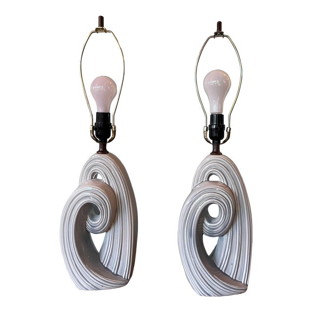 Pair Mid-Century Modern Art-Deco Style Lamps For Sale