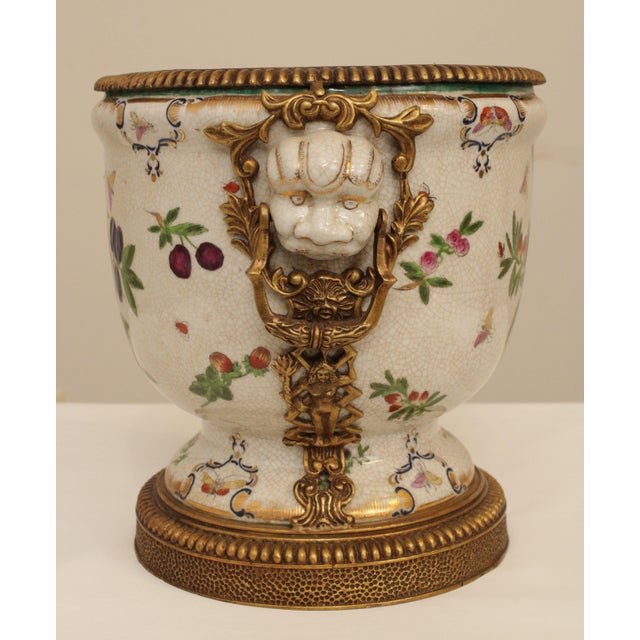 United Wilson Chinese Porcelain Brass Mounted Planter, Vase Chairish