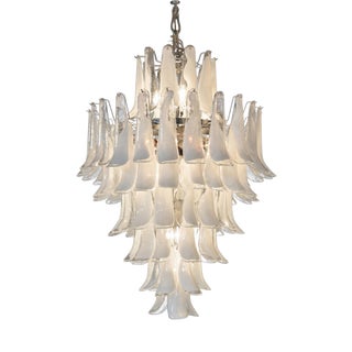Italian Murano Glass Chandelier in Opal and Clear White from Justfurnituress SRL For Sale