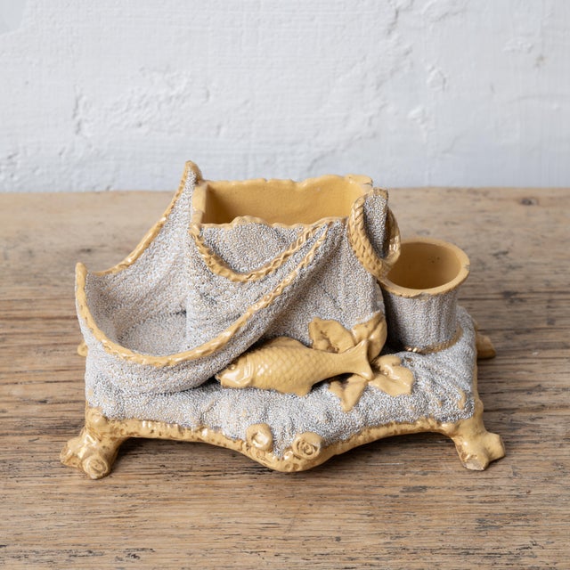 Nautical Yellowware Smoking Stand, Germany, 19th Century For Sale - Image 4 of 10