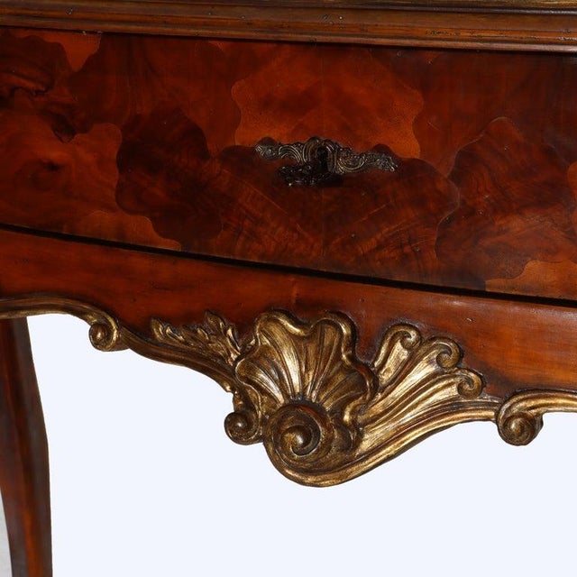 Early 20th Century Italian Louis XV Style Olivewood & Carved Mahogany Server With Gilt Highlights For Sale - Image 9 of 18