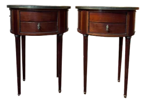 Louis XVI Style Oval Mahogany Bedside Tables, 1890s, Set of 2