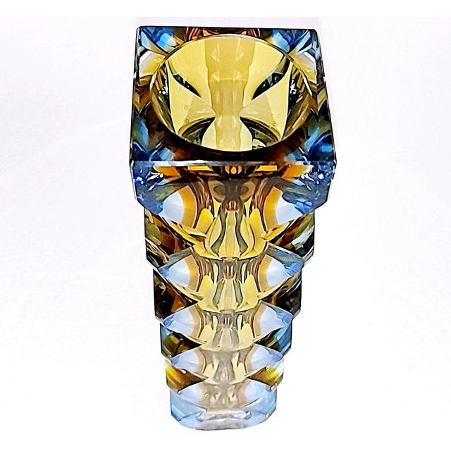 Vintage Czech Bohemian Glass Vase by Oldřich Lípský for Exbor, 1962 For Sale - Image 10 of 15