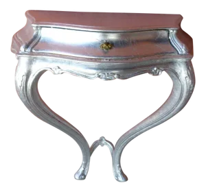 1960s Mid Century Modern Silver Leaf Wall Console Table