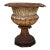Antique French Cast Iron Garden Urn, Distressed Patina, 19th Century For Sale