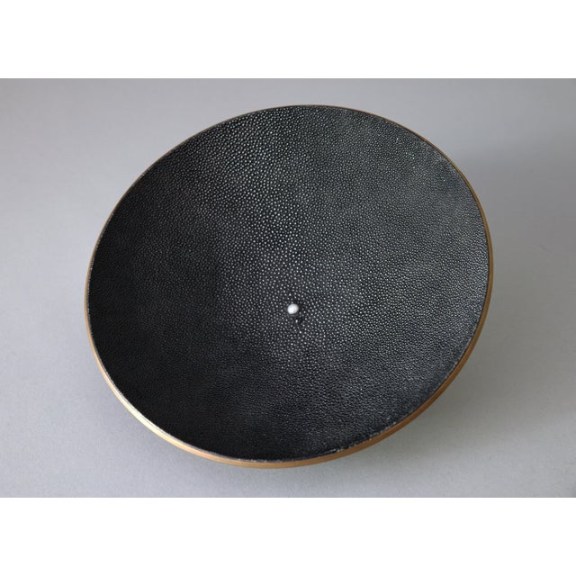 Late 20th Century Late 20th Century Signed Copper and Black Stingray Shagreen Vide Poche Bowl With Pearl For Sale - Image 5 of 15