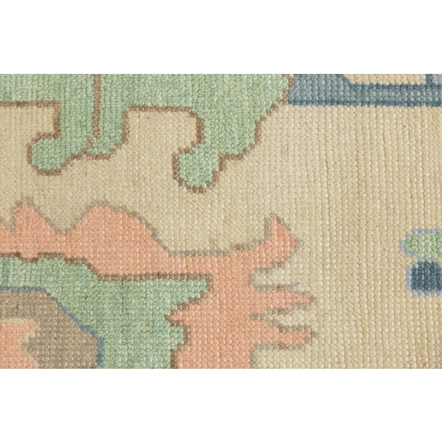 Textile Modern Hand-Knotted Oushak Style Wool Area Rug in Pastel Palette and Soft Beige For Sale - Image 7 of 12