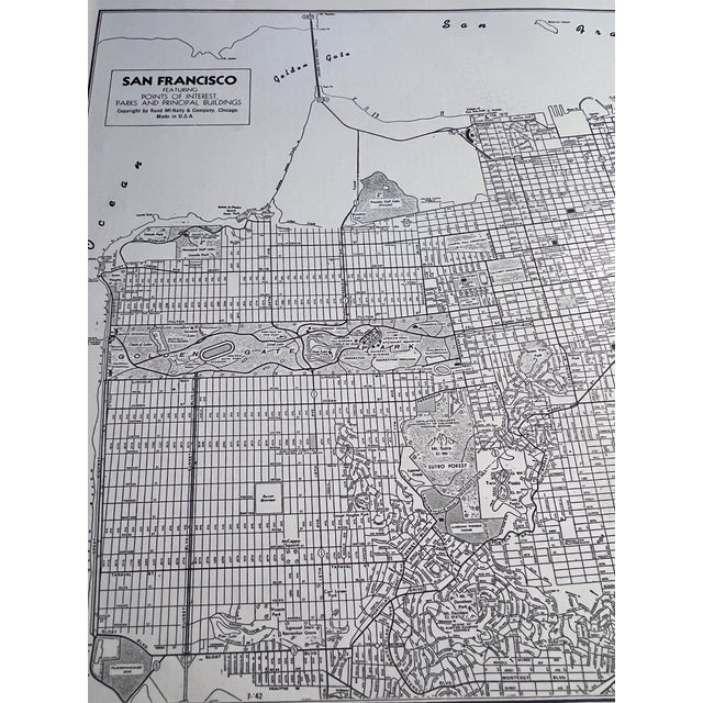 Mid-Century Modern Framed San Francisco Vintage Map - Authentic 1946 San Francisco Map For Sale - Image 3 of 5