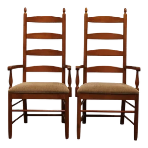 Set of 2 Thomasville Solitaire Collection Early American Style Ladderback Dining Arm Chairs 23221-812