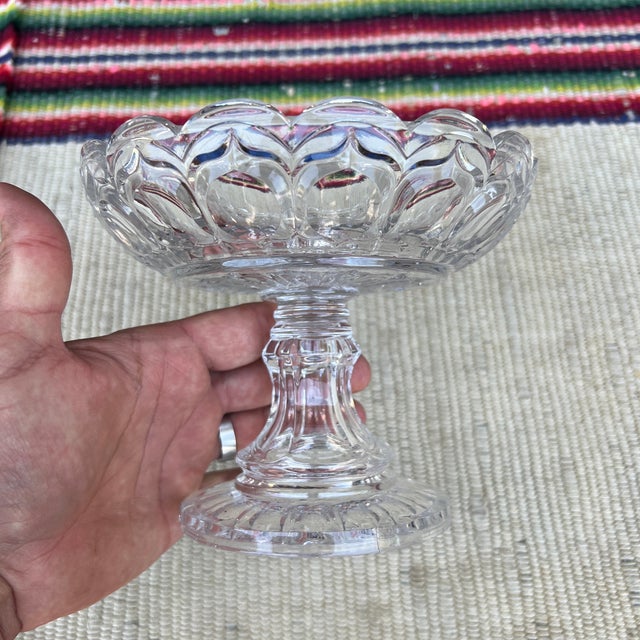 Antique American Pressed Flint Glass Compote "Oval Mitre" Pattern, Circa 1850's For Sale - Image 4 of 12