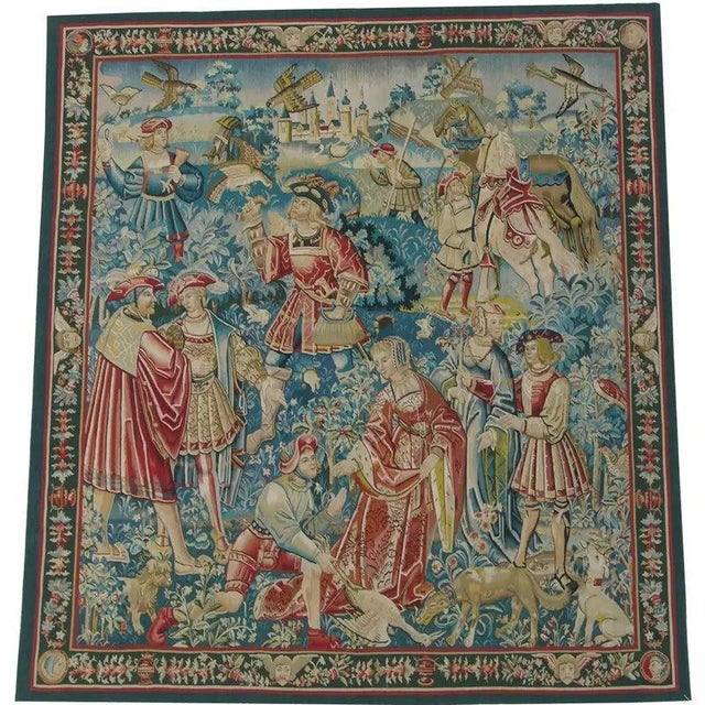 Textile Vintage Tapestry Depicting Royal Figures For Sale - Image 7 of 9