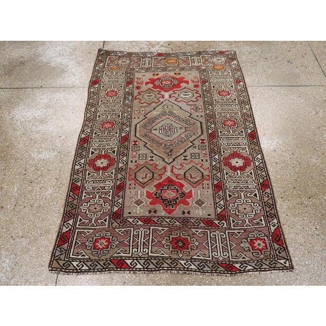 Galerie Shabab Collection Early 20th Century Caucasian Throw Rug For Sale - Image 4 of 10