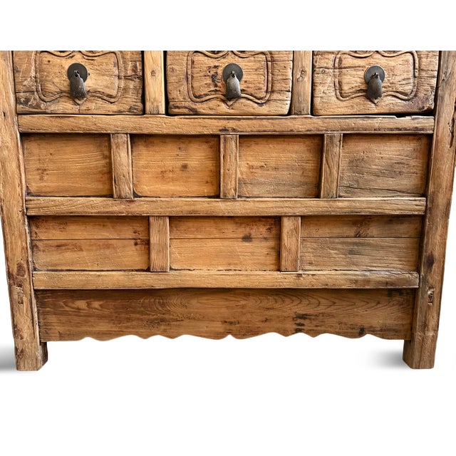 Tan Antique Village 3-Drawer Wing Cabinet For Sale - Image 8 of 9