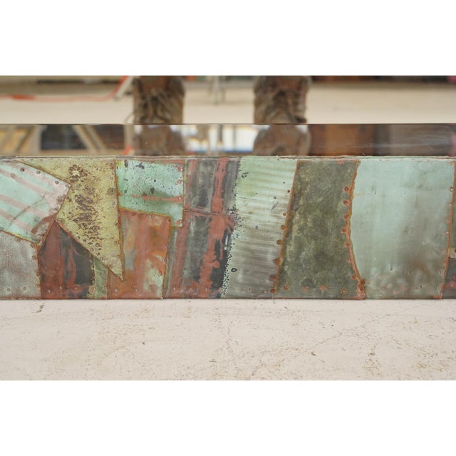 Handcrafted Copper Collage Art Wall Mirror For Sale - Image 6 of 7