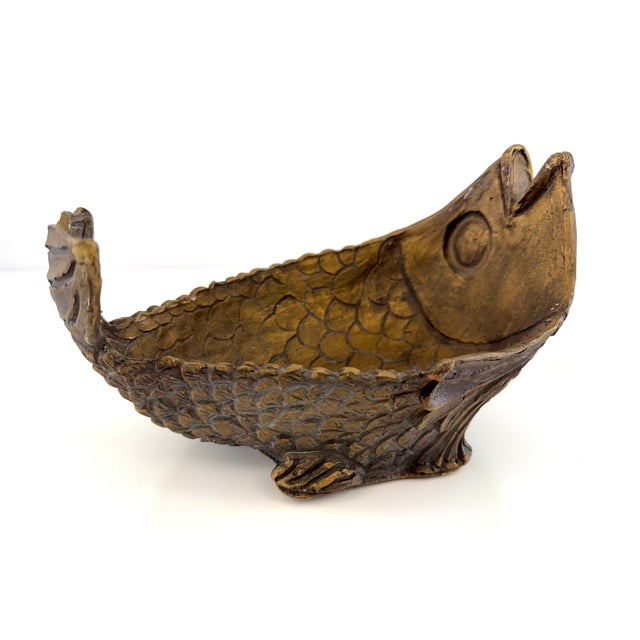 Vintage Rustic Art Carved Fish Catchall Bowl For Sale - Image 11 of 12
