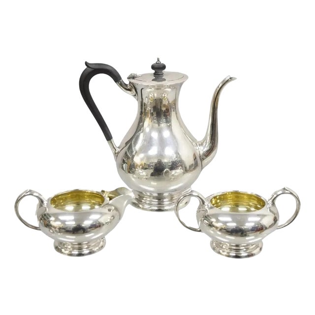 Antique Birks Regency Plate Silver Plated Tea Pot Set - 3 Pieces For Sale