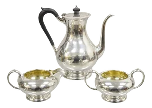 Antique Birks Regency Plate Silver Plated Tea Pot Set - 3 Pieces