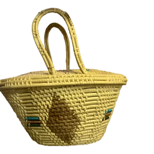 Vintage Woven Basket With Fitted Lid and Handles