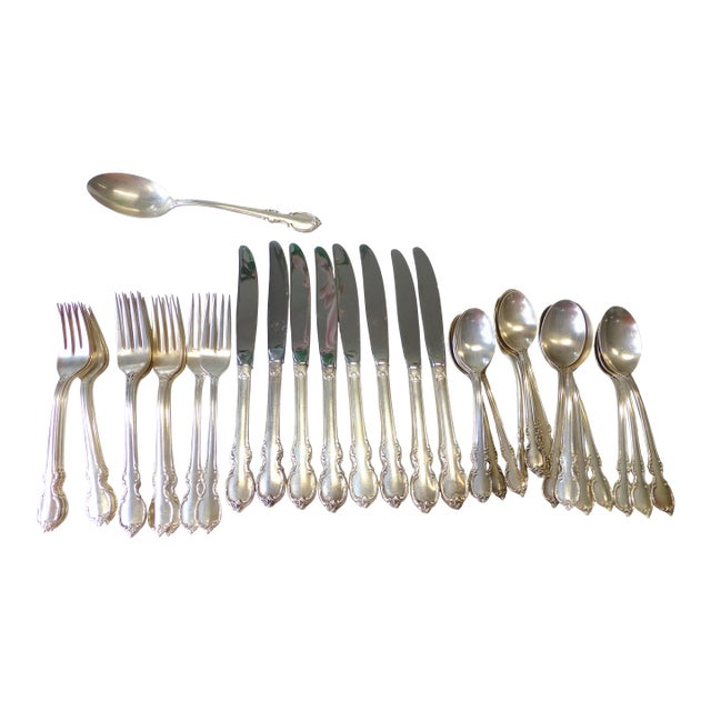 1950s Mid Century Modern 1847 Rogers Reflection International Silver Plate Flatware Set 7 - 41 Piece For Sale