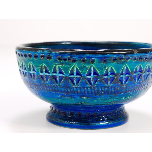 Mid-Century Rimini Blue Glazed Candleholder Bowl attributed to Bitossi for Bitossi, 1950s For Sale - Image 10 of 14