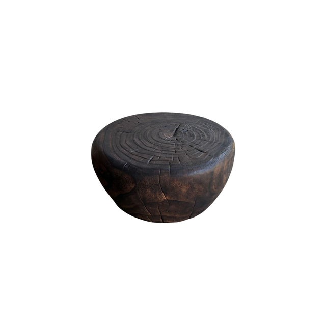 Brown Striking Burnt Suar Wood Coffee Table, Stunning Wood Textures, Modern Organic For Sale - Image 8 of 9