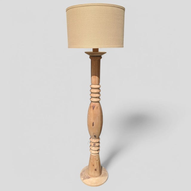 Vintage Sculptural Coastal Raw Wood Floor Lamp For Sale - Image 9 of 10