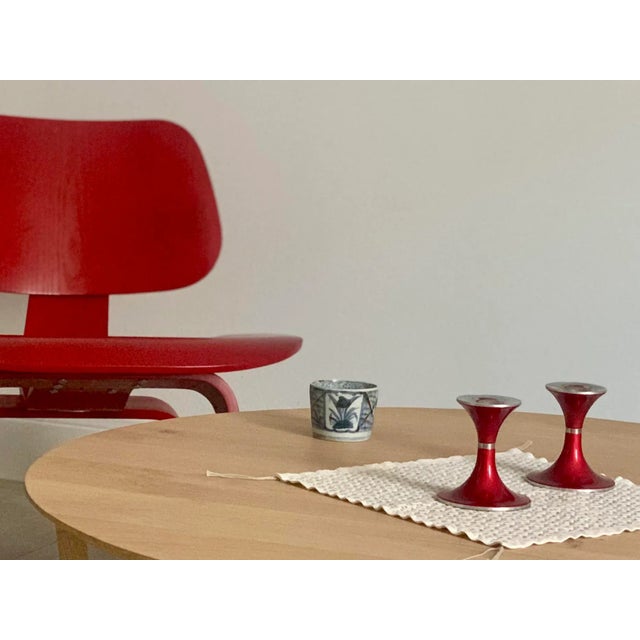 Mid-Century Modern by Norway’s Bjørn Engø for Emalox, Red Enamel on Aluminum Candlesticks- a Pair For Sale - Image 12 of 12