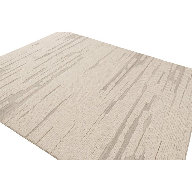 Rug & Kilim Rug & Kilim’s Textural Kilim in White Abstract High-Low Patterns - 9x12 For Sale - Image 4 of 7